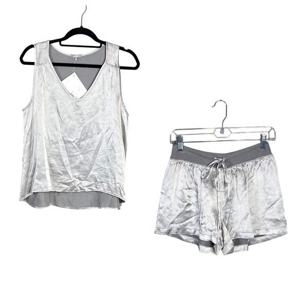 PJ Harlow Lounge Satin Pajama Set Size XS / S Jill Tank Mikel Boxer Shorts NWT